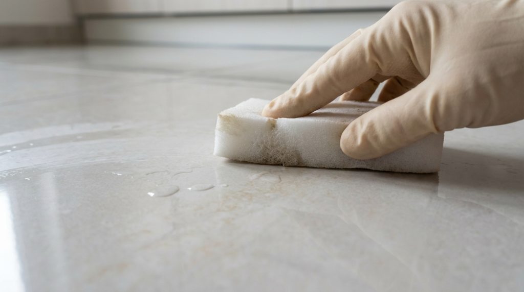 découvrez comment utiliser une éponge magique sur du carrelage en grès cérame en toute sécurité pour un nettoyage efficace sans l'endommager.